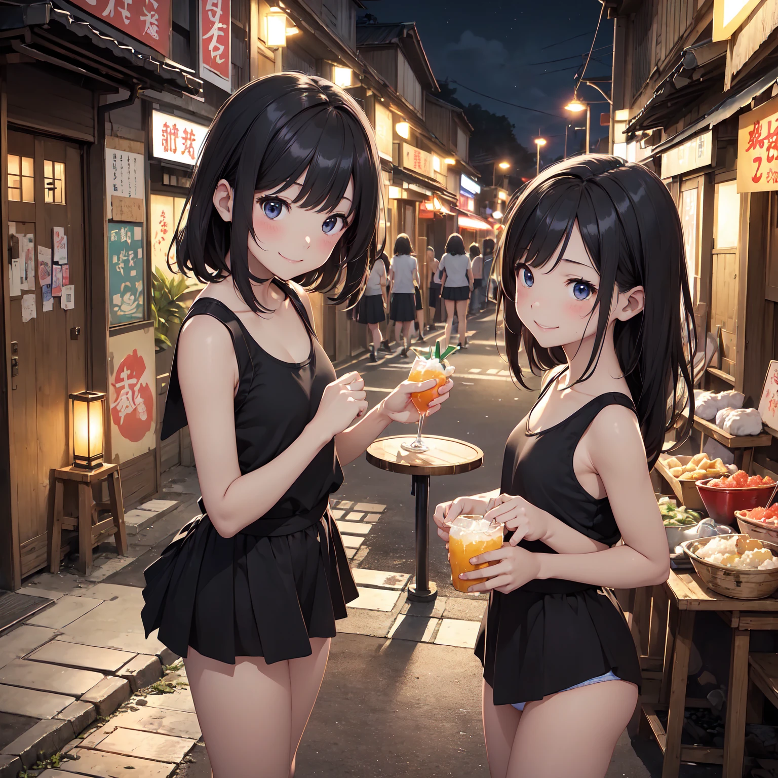 (masterpiece、Highest quality)、(日本のUnsanitary and dim地下街、Night view、Poor Street、Little Girl3People and above、Street lamp、地下へのstage)、(美しいNight view)、(Showa style、Japan favelas、Old and dirty hot spring town)、(stage)、(middle School girls3People and above、Tank top、Panties、smile、fun)、((Unsanitary and dim))、Shady Red Light District、shaved ice、Sale of drinks、(stage)、smile、Happy schoolchildren、Perfect Anatomy