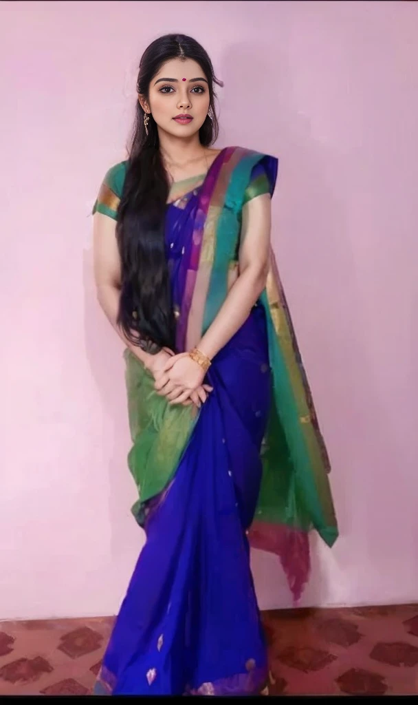 Sexy indian girl wearing saree skyscraper view,night