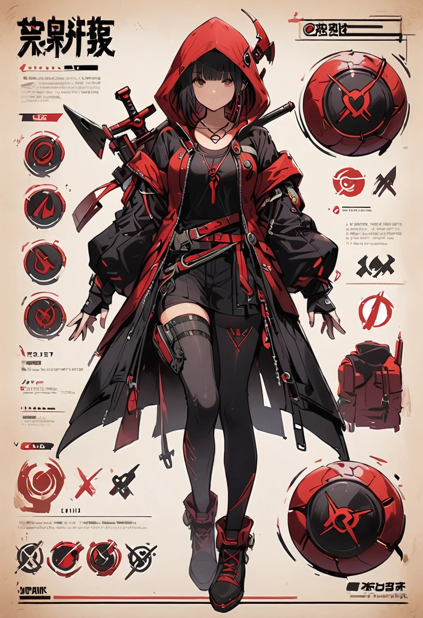 Framed Presentation of a cyberpunk mage, woman character design sheet, with detailed accessories, shoes, multiple weapons, and colorful mecanical, Ball Gown, high tech, staffs, full bodu