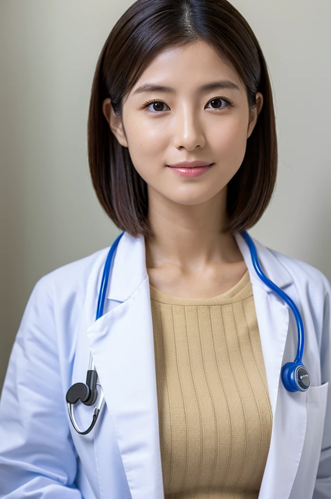 ((Highest quality)), ((masterpiece)), (detailed),Perfect Face,Japanese,Female doctor,White,gigantic