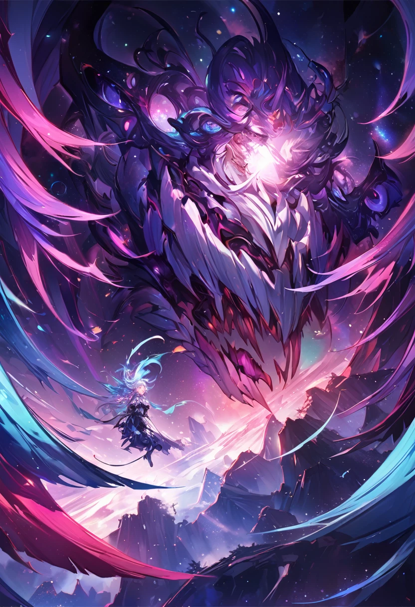 Space Fallen Angel, Bright and clear eyes, biology, Strange, scary, nightmare, Very bright colors, Light Particles, There is bright light, Mshiv, Wallpaper Art, Ultra HD Wallpaper