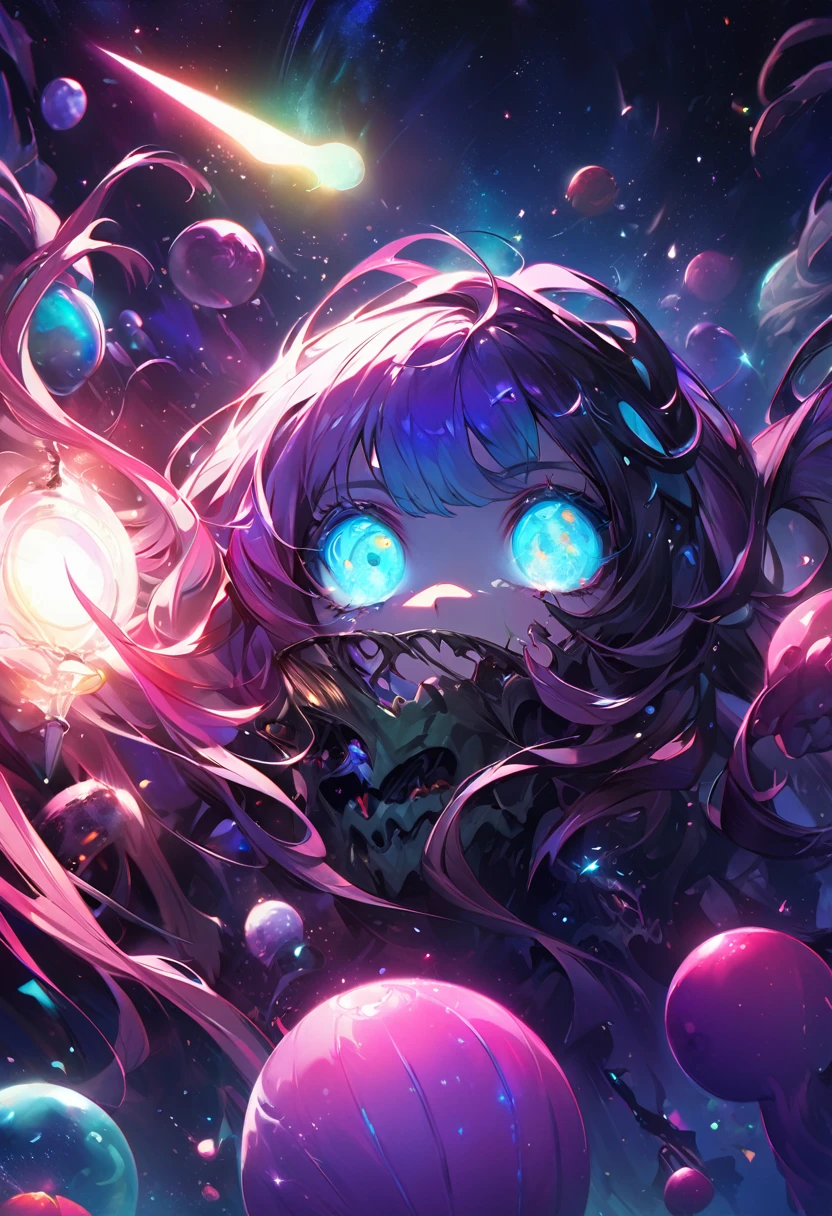 Space Fallen Angel, Bright and clear eyes, biology, Strange, scary, nightmare, Very bright colors, Light Particles, There is bright light, Mshiv, Wallpaper Art, Ultra HD Wallpaper