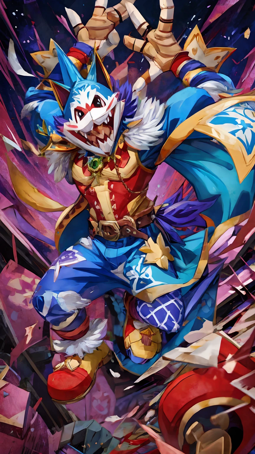 Broken jester puppet falling