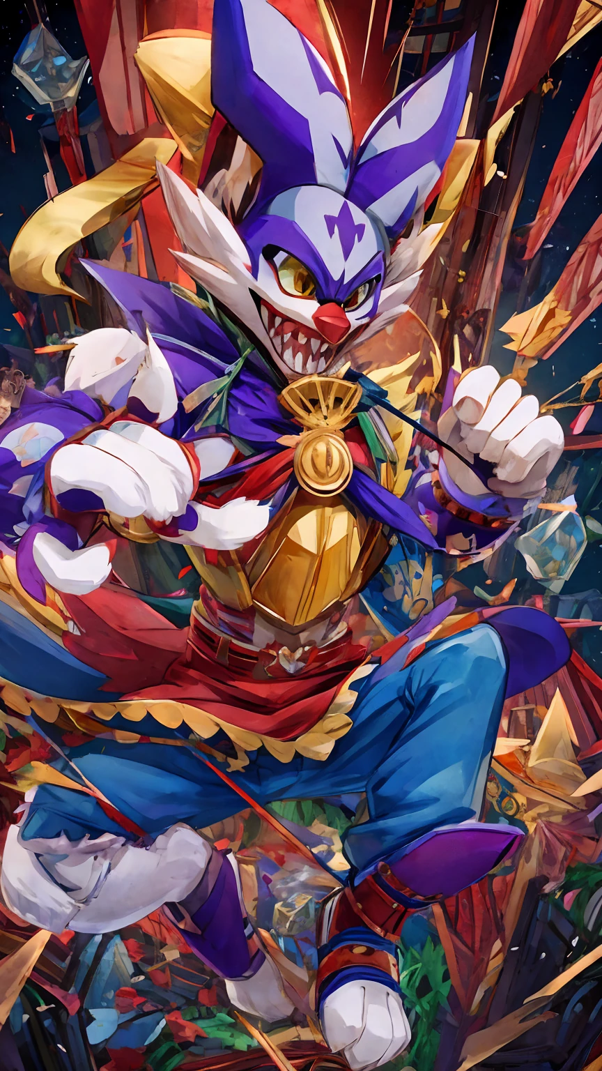 Broken jester puppet falling