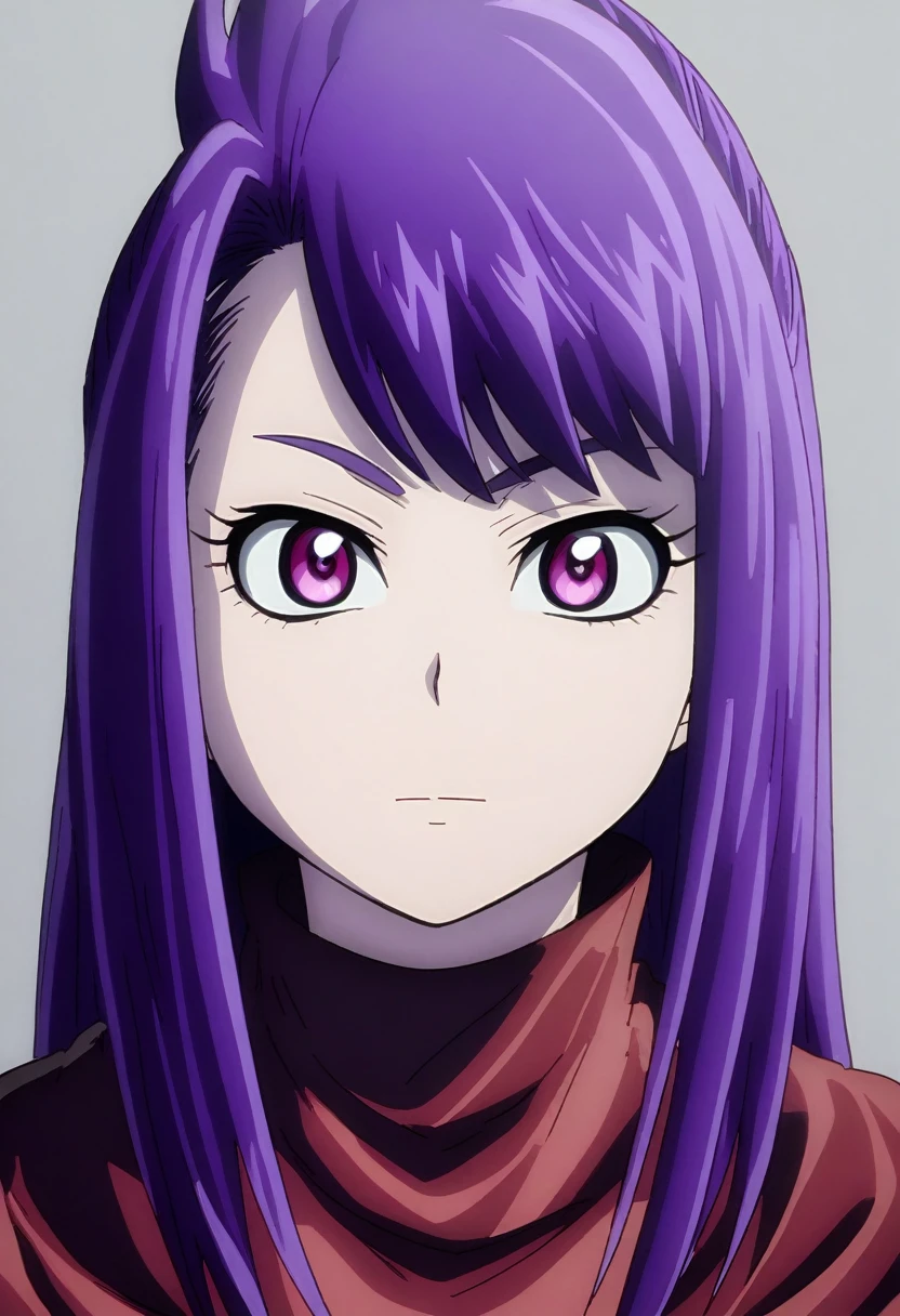 Garota Boku no hero, long purple hair, light purple eyes, beautiful  face. 