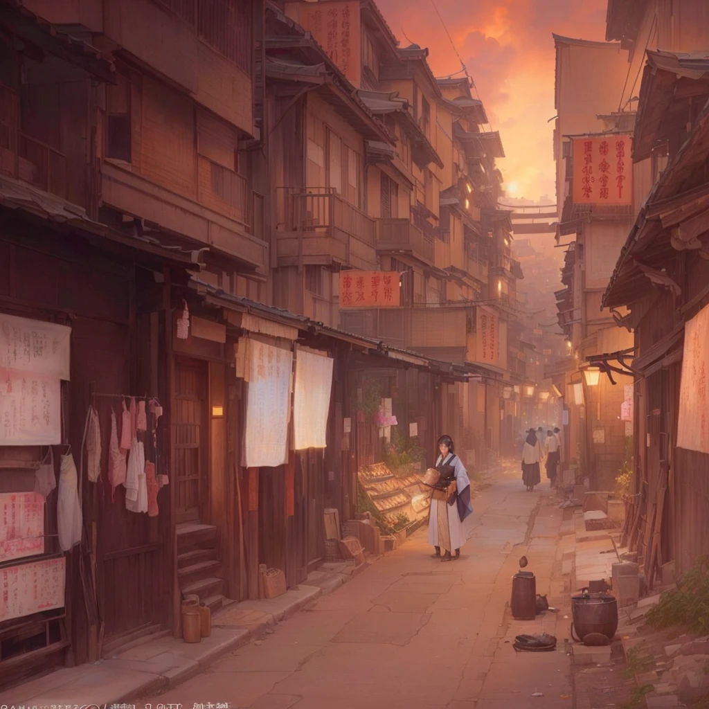 People sitting on the sidewalk々There is a painting depicting the townscape of, Dreamy city in China, City Concept Art, The ancient street behind her, Inspired by Carl Spitzweg, Anime scenery concept art, Ross Tran. Landscape Background, by Shimo, Highly realistic concept art, Award-winning concept art, Painterly concept art, Dusty Street, Professional concept art Blazing flames, fire, crowd, throng, freezing, mother warming her baby.Scenery and Cityscape in the Early Meiji Era After the Meiji Restoration, Japan underwent rapid modernization and civilization. Consequently, many changes and reforms occurred. Below is a detailed explanation of the scenery, appearance of the poor, occupations, and cityscapes in the early Meiji period (1868 to the early 1880s). 2. Appearance of the Poor Life for the impoverished and lower classes remained harsh. In particular, in urban areas, people migrated from rural areas or unemployed artisans gathered, intensifying competition in the labor market. Many of them struggled with poverty, often residing in slums or around temples. 3. Occupations Meiji early Japan witnessed a diversification of occupations. Traditional agriculture and handicrafts were accompanied by the rise of modern industry and commerce. Particularly in urban areas, factory workers, shop clerks, and transporters increased, giving rise to new professions. However, many in these occupations endured harsh working conditions. 4. Influence of Civilization and Enlightenment During the Meiji era, Western cultural influences spread rapidly. Changes in clothing, dietary habits, and the proliferation of Western-style architecture advanced, especially in urban areas. Conversely, this development posed a threat to traditional culture and lifestyles, resulting in societal upheaval and adaptation challenges. 5. Social Change and Policy Influence While promoting modernization policies, the government also addressed poverty and social issues. Legislation for labor protection and charitable activities to aid the poor were implemented. Nevertheless, living conditions for the impoverished scarcely improved. The early Meiji period marked a rapid t