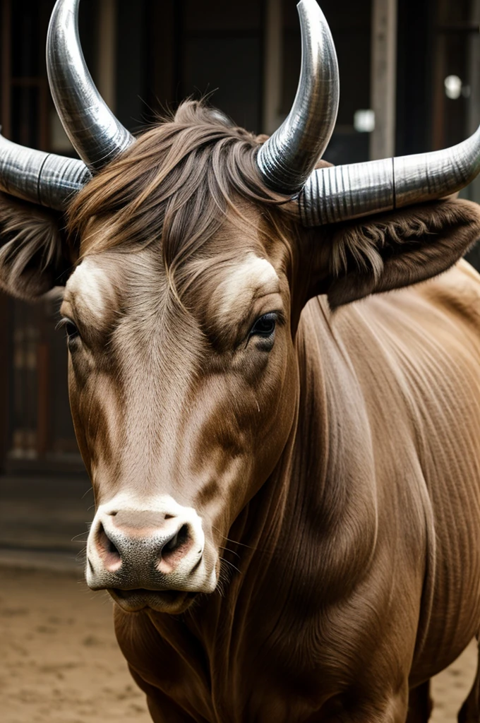 Bull with silver horns
