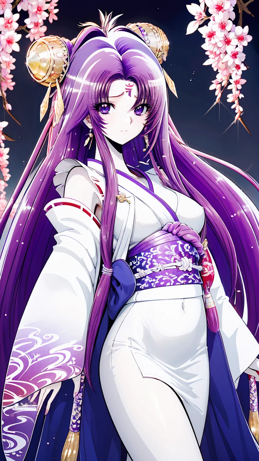 ultra-detailed、high resolution、extremely detailed CG、unity 8k wallpaper、official art、super detailed skin、perfect anatomy、cinematic lighting、beautiful detailed eyes、depth of field、ideal ratio body proportions、

anime colored、kyoto animation、(Hair is purple、White skin、Eyes are pale red)、luxury kimono, Japanese-style beauty, 28 years old, Japanese, long black hair, shiny hair, hair ornament, sweaty, sad,