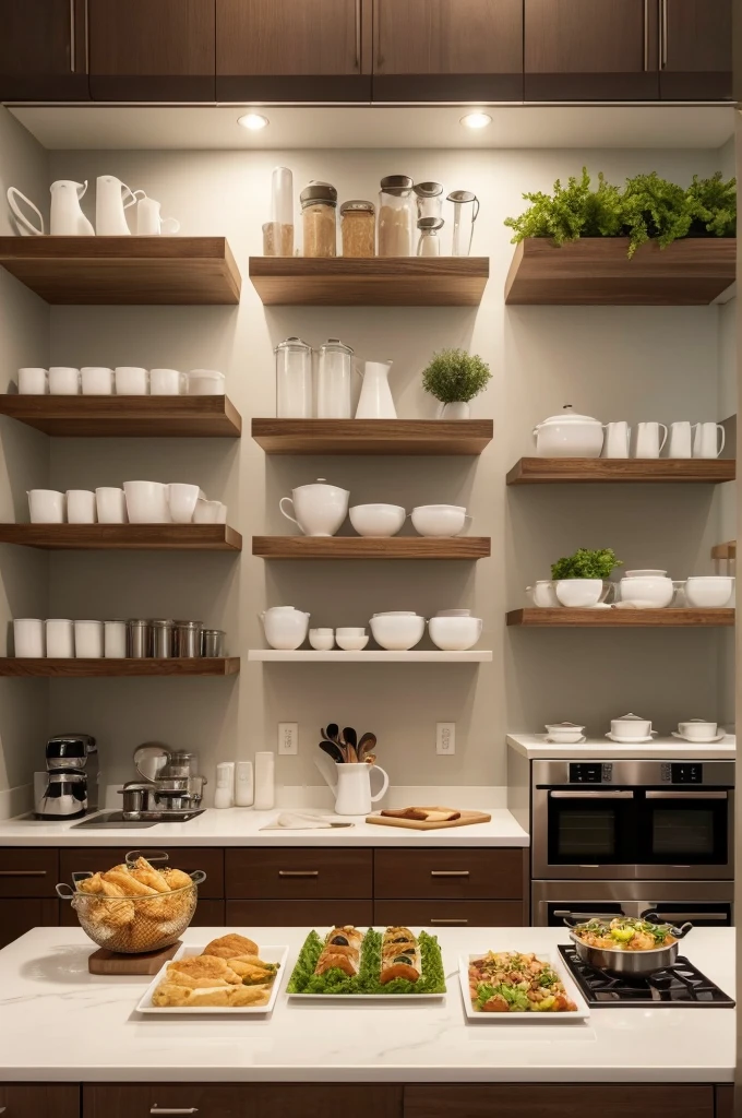 could be an image that shows a series of dishes lined up in an organized and attractive way. Each dish could have a similar presentation, demonstrating consistency in the execution and presentation of food. Additionally, Elements such as standardized kitchen utensils or ingredients arranged in an organized manner could also be included to reinforce the idea of precision and quality in preparing recipes.