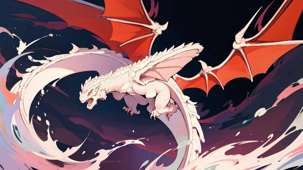 extremely detailed dragon with wings spread, ink drawing style