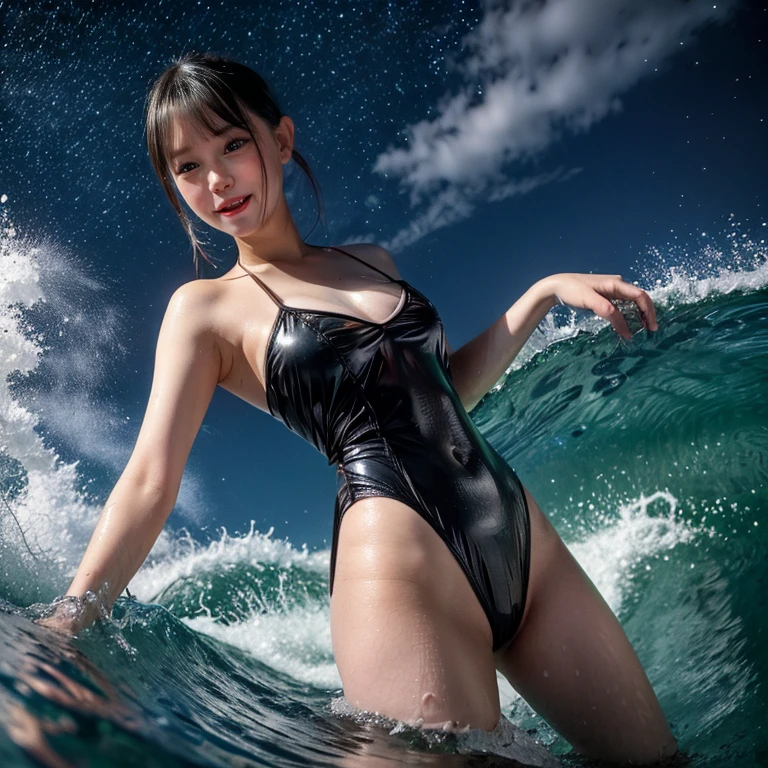 (ZoomedOut:1.28, Wide-shot) ZoomLayer (Epic photo of surfer magazine:1.37). (Full of Water, Everything Wetted:1.4) WetHair (extremely detailed Cute Girl in RED)(SparklingHighlights:1.28), Dynamic Joyful Expressions LifeLike Rendering (ManoErina:1.0) . Overflowing Gigantic Sideboob (Clearly Visible Beautiful Breast to Buttocks Line) Tiny and Roundly Butt, Detailed wet clothing texture, see-through leotard, (Sloppy Surfboard:-1.2) Riding on waves, Sparkling water, TyndallEffect(Starry Water Particles:1.32), Whole Body proportions and all limbs are anatomically accurate