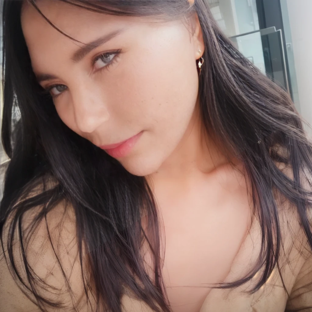a woman sitting on a bench, holding a cellphone, taking a selfie, beautiful detailed eyes, beautiful detailed lips, extremely detailed face, long eyelashes, photorealistic, 8k, hyper detailed, intricate, masterpiece, realistic skin texture, perfect lighting, warm color palette, shallow depth of field
