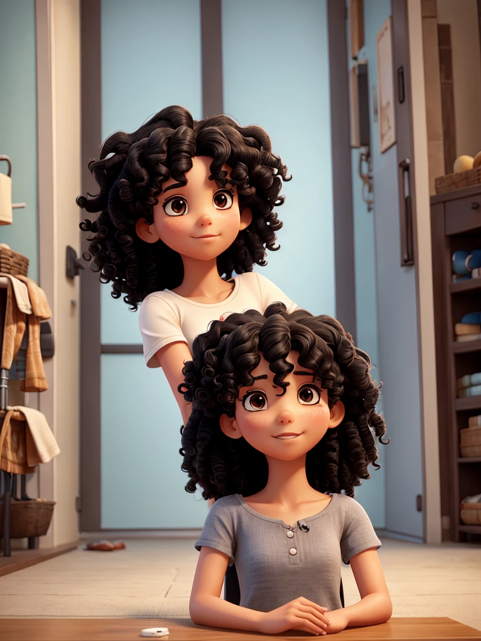 photo of alone, , black curly hair