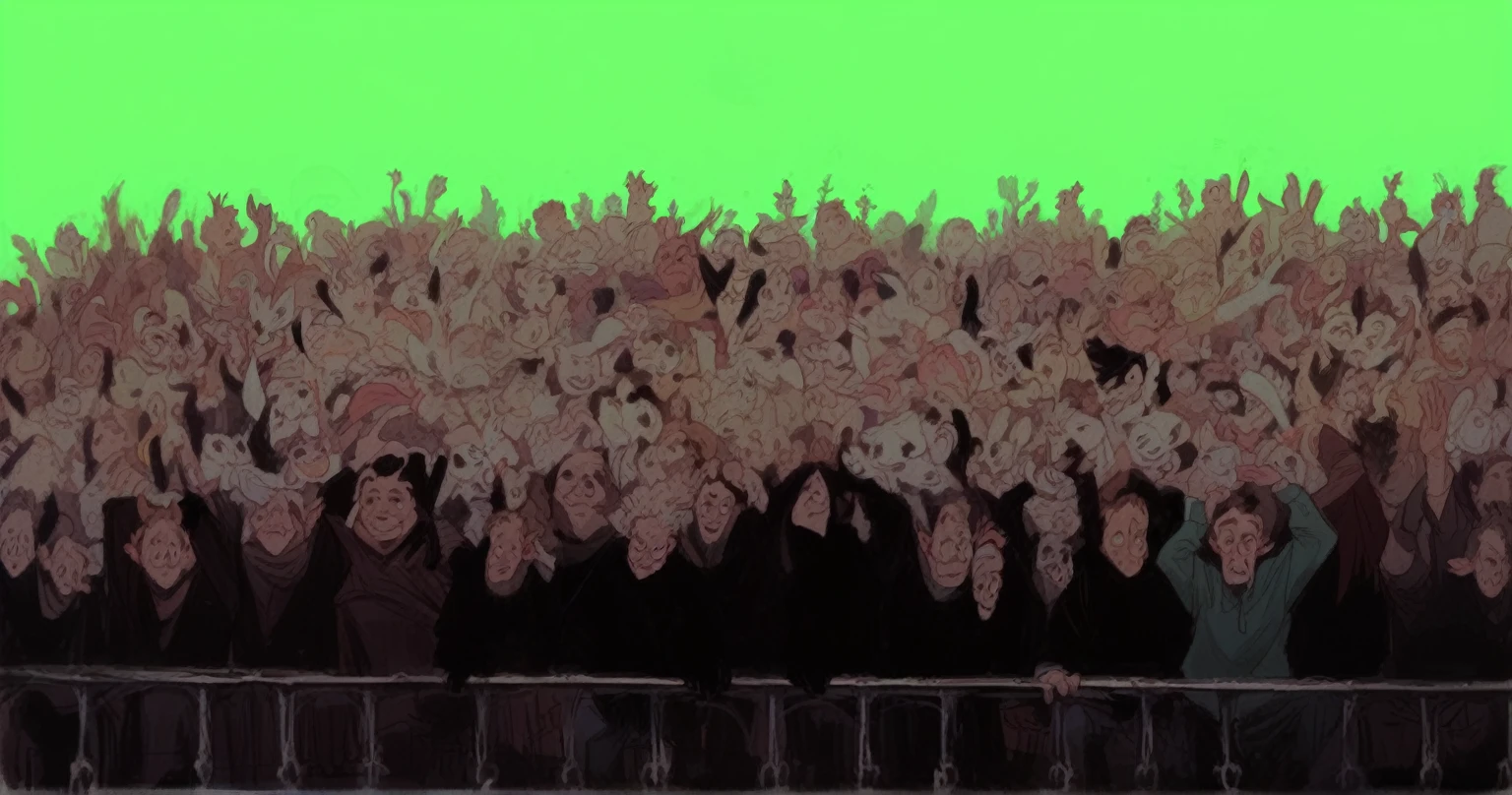 Create an image from a DISNEY Cartoon Style Image, In 4k, It&#39;s a lively crowd, a show and a containment grid