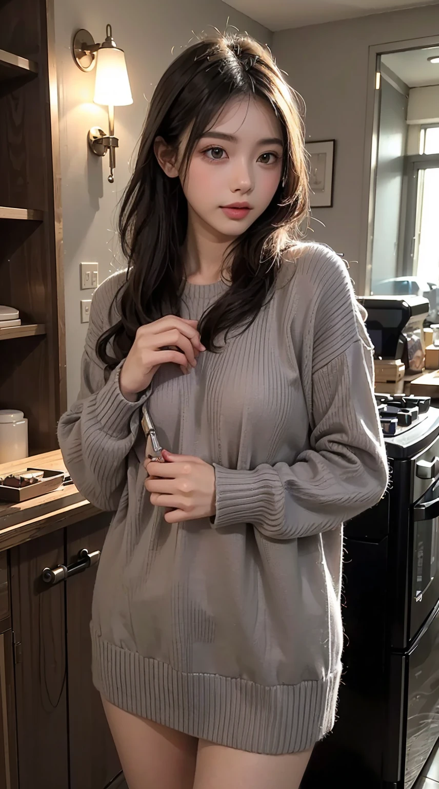 masterpiece、((gray sweaters))、 ((Plug set)), ((beautiful girl:1.2))、I don't know about that'I have weapons.、Mechanize the body、Mechanized chest and abdomen、Mechanized occipital bone、Mechanized leg frame metal set,Perfect fit to the body、 standing、tie up、metal robots、((cyberpunk background))、(neon lights)、(Future machine factory background)、Cyberdyne、artificial body、All-metal body、ironwork、Abdominal mechanisms、((equipment person arm and hand))、((equipment man's feet))、((Machine neck))、inside a space ship、beautiful girl、16 years old、asian beauty, (Actuators and cables exposed from the abdomen.、Metal device connected from the human neck to the torso、Complex 3d rendering beautiful porcelain profile super detailedd female android face、cyborg、equipment people parts、150mm、Soft lighting in beautiful studio、rim light、vivid details、gorgeous cyberpunk、Ren Hao、超actual、anatomical、face muscles、cable microchip、elegant、beautiful background、octane rendering、HR Gig style、8k、best quality、masterpiece、Enlightenment、very delicate and beautiful、 非常にdetailedなCG、Unite、wallpaper、(actual、photo real:1.37)、Astonishing、detailed、masterpiece、best quality、official art、Highly detailedd CG Unite 8k wallpaper、absurd、incredibly absurd、、、Silver beads、Whole BodyEsbian、sit on it