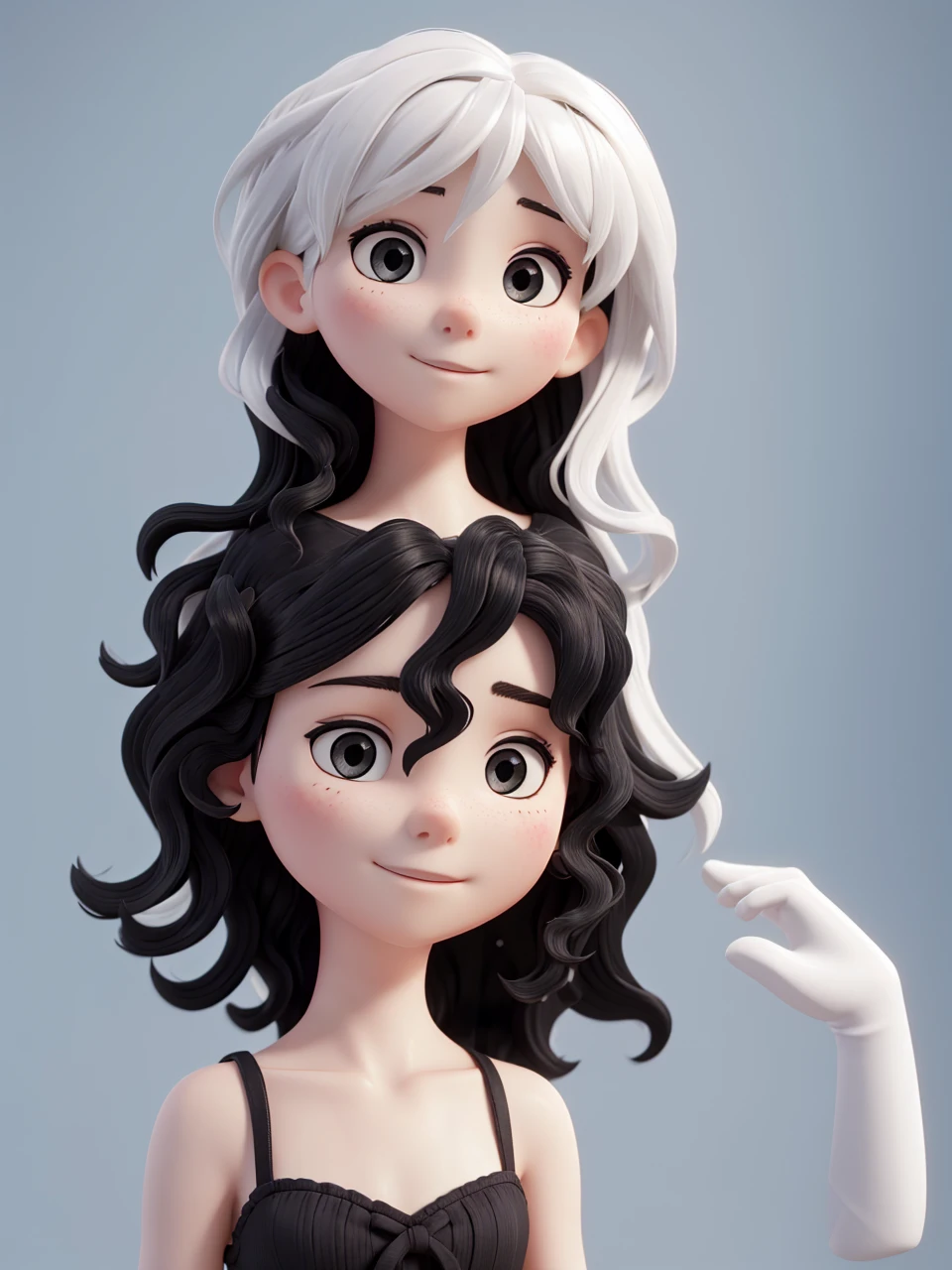photo of alone, white skin , black wavy hair
