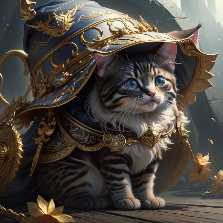 A photorealistic picture of an adorable kitten that is wearing a wizard's hat, 4k highly detailed digital art, detailed painting 4 k, adorable digital painting, cute detailed digital art, 4k detailed digital art, hyperrealistic fantasy art, realistic digital art 4 k, realistic digital art 4k, 4k fantasy art, 4 k detail fantasy, 8k high quality detailed art