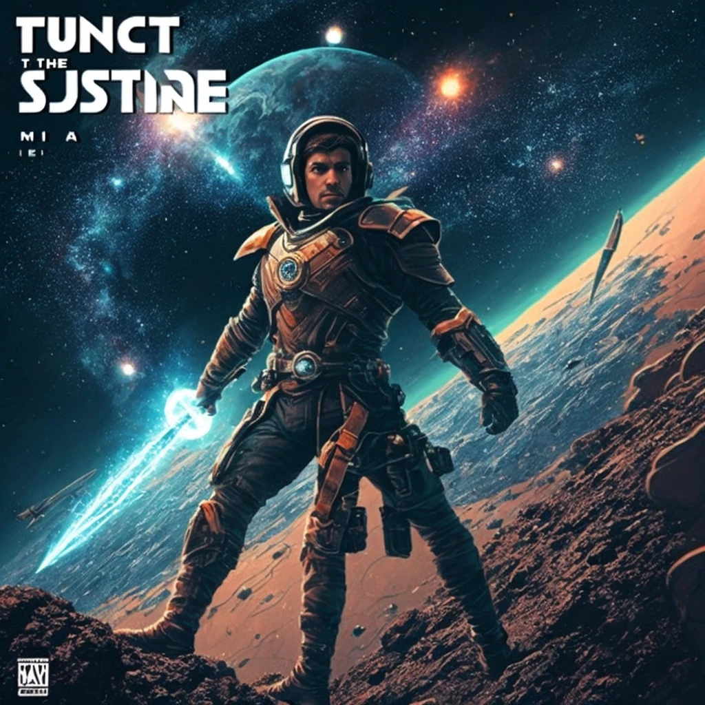 Turn this album cover into a science fantasy comic style.