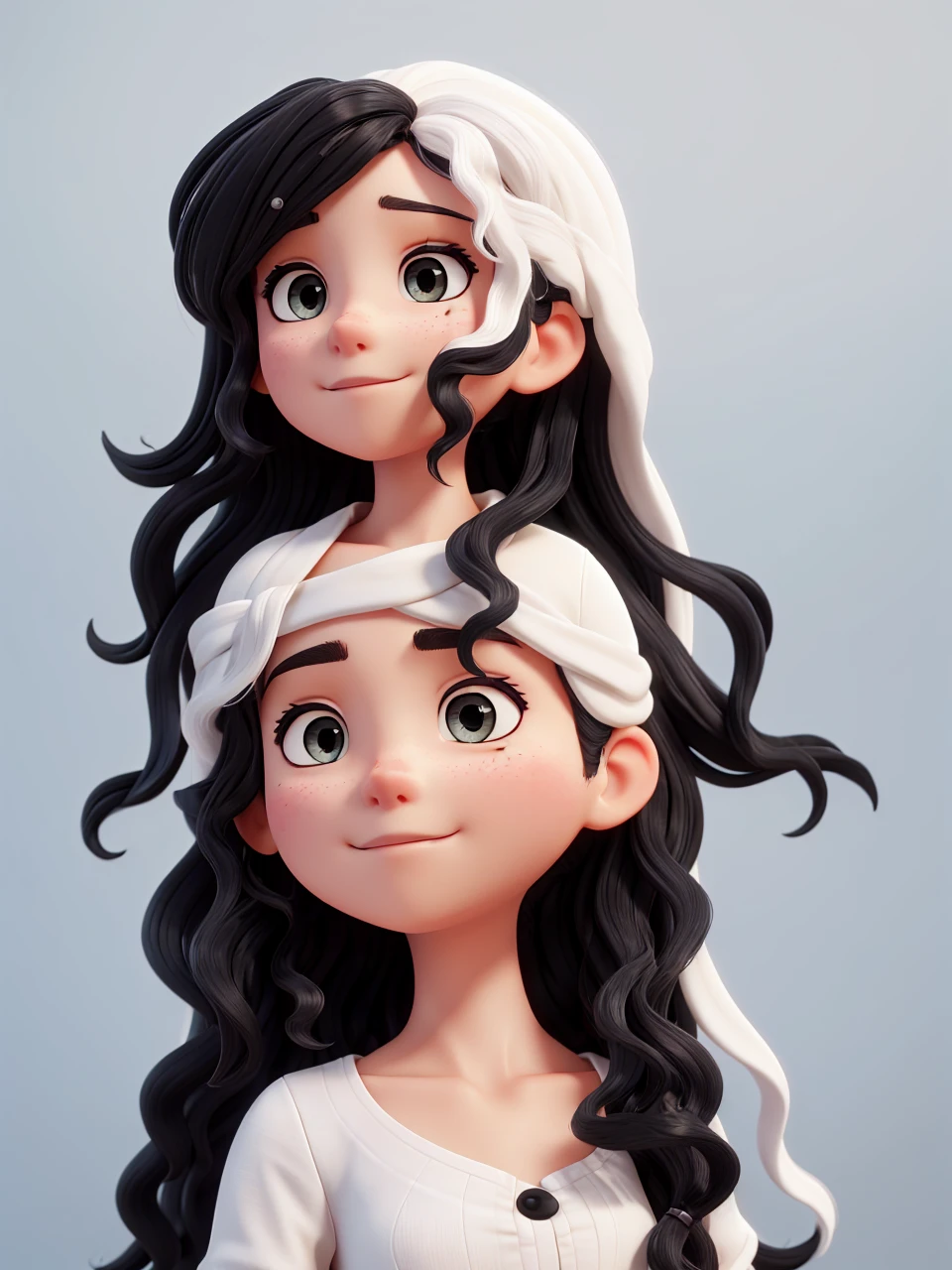 Photo of , white skin , black wavy hair, 8k, best image