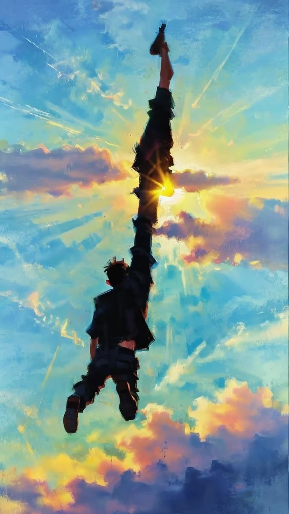 The silhouette of a Man Falling into the cloud