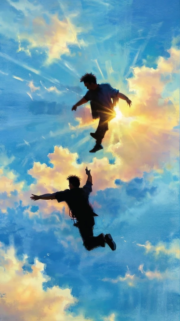 The silhouette of a Man Falling into the cloud
