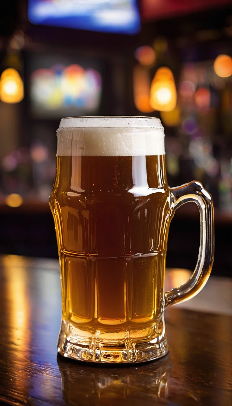 a picture of a beer in a mug at a bar like in a commercial

