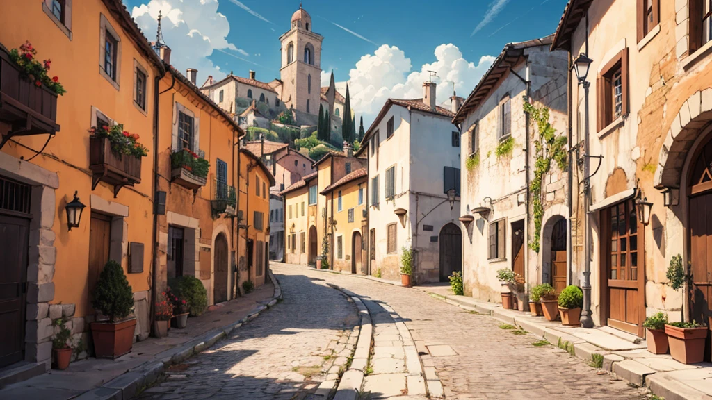 (masterpiece, best quality, 4K, realistic, colorful) Create a Italian village background.