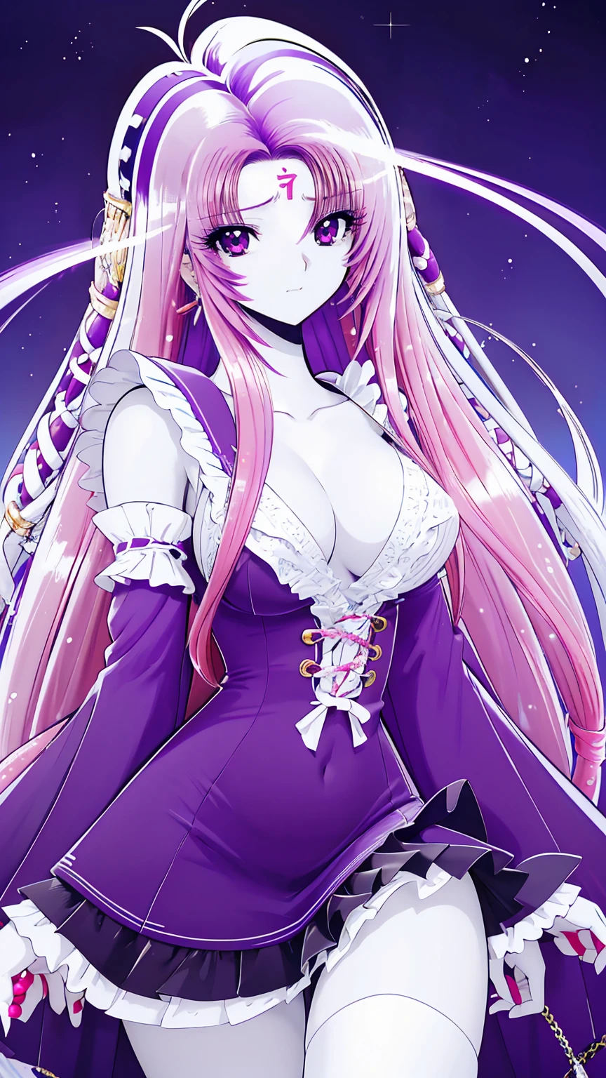 ultra-detailed、high resolution、extremely detailed CG、unity 8k wallpaper、official art、super detailed skin、perfect anatomy、cinematic lighting、beautiful detailed eyes、depth of field、ideal ratio body proportions、

anime colored、kyoto animation、(Hair is purple、White skin、Eyes are pale red)、see-through gothic lolita outfit,