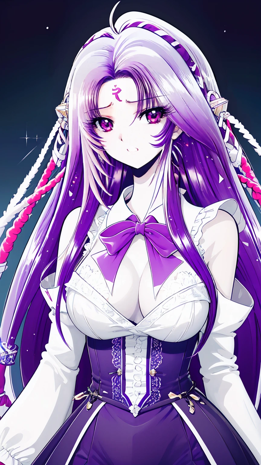 ultra-detailed、high resolution、extremely detailed CG、unity 8k wallpaper、official art、super detailed skin、perfect anatomy、cinematic lighting、beautiful detailed eyes、depth of field、ideal ratio body proportions、

anime colored、kyoto animation、(Hair is purple、White skin、Eyes are pale red、Skin color、)、see-through gothic lolita outfit,