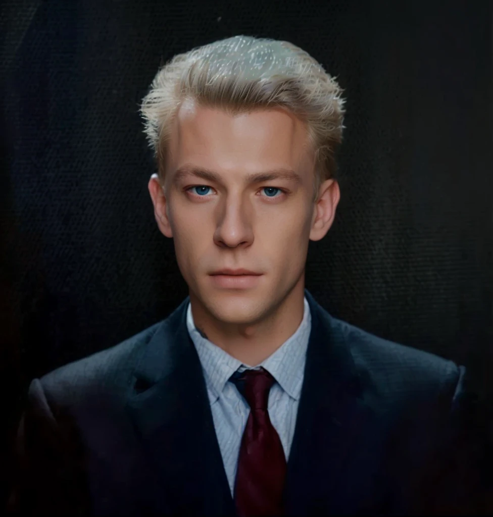 arafed image of a man in a suit and tie, professional picture, color portrait, high quality portrait, similar to malfoy, amazing professional picture, andrei riabovitchevy, a colorized photo, adam narozanski, colorized photo, benjamin vnuk, realistic studio portrait, nft portrait, realistic portrait photo, around 1