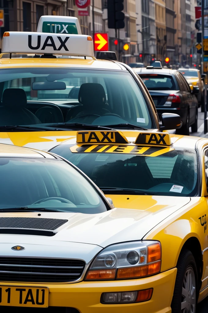 Taxi with sign saying uber
