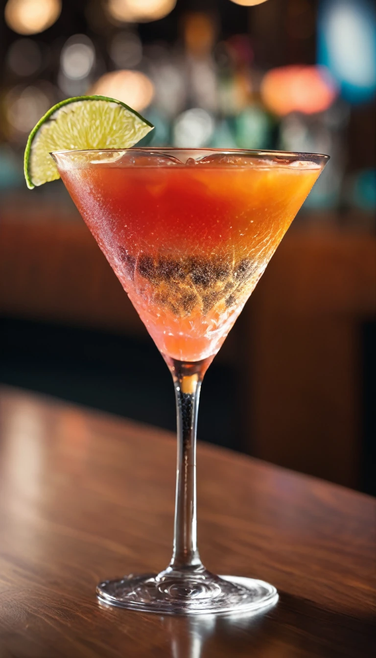 a picture of a cocktail on a table in a commercial