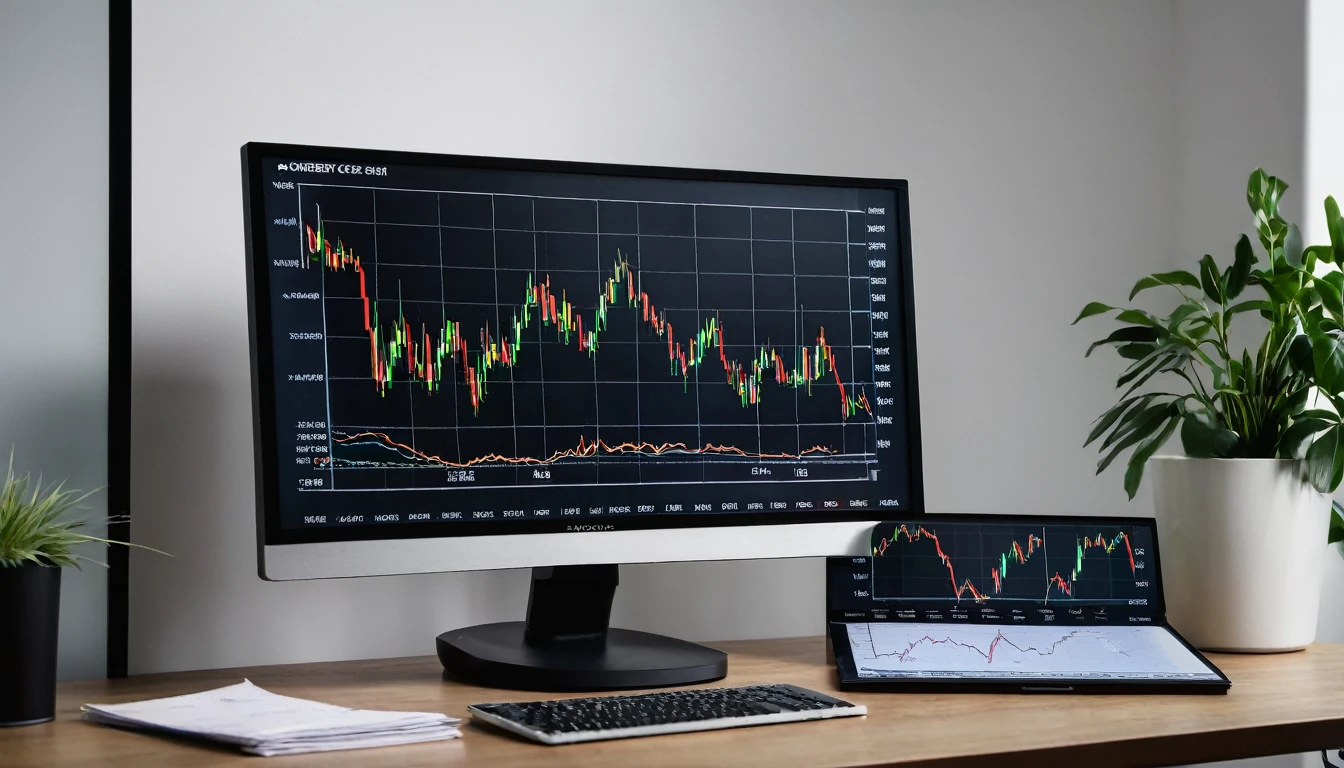 (Realistic photos),Currency chart displayed on a monitor