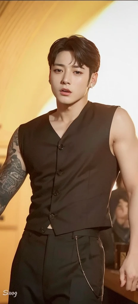 Jeon Jungkook of bts very handsome and very serious look the camera
