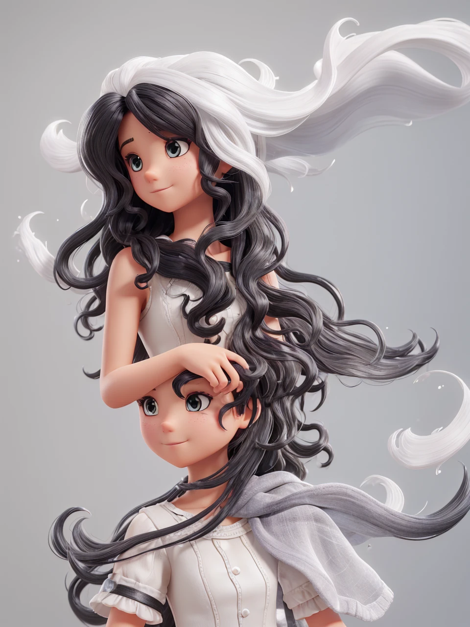 Photo of , white skin , black wavy hair, 8k, best image