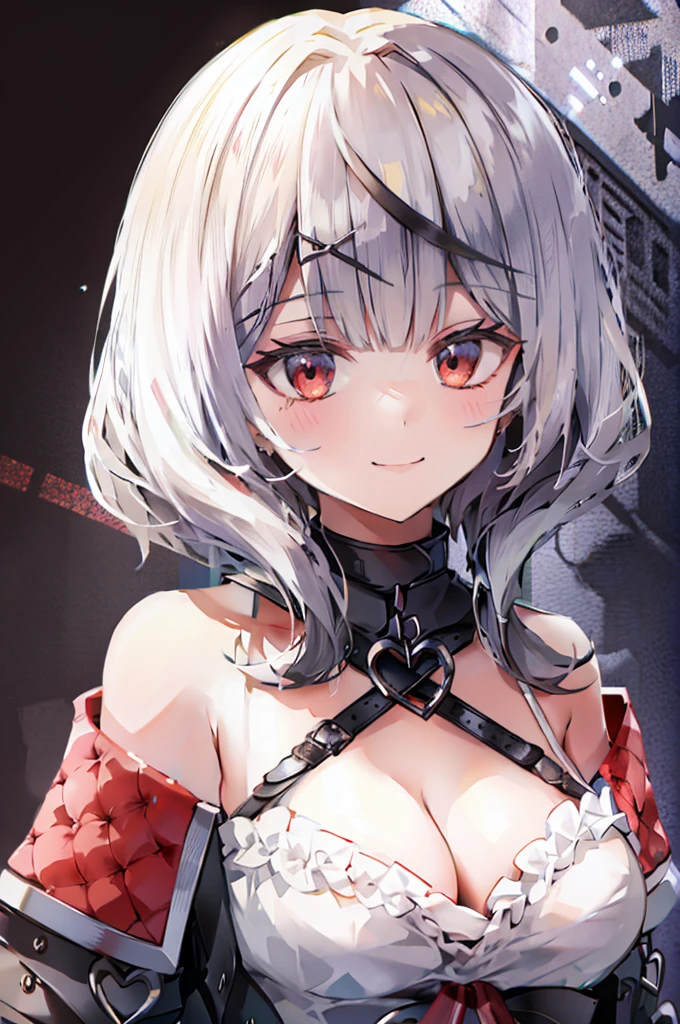 beautiful, masterpiece, Highest quality, anime, One girl, C Cup,Portrait Shot, View your viewers, Covered、Short Hair、nearby、Blue Eyes、art、、White hair,Blue streaked hair、Pale skin、dark风、Wearing an ankle band、Long white hair、Black eyeshadow、Red eyes、Abstinence、dark、Goat horns、Sickle、grim Reaper、Sitting、Succubus、Spread your legs、smile、Sticking out tongue、Combat Damage、Torn clothes、Camel Toe