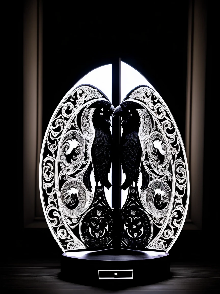 a high quality yin yang composed of two ravens, one black and one white, intricate detailed feathers, dark moody atmosphere, dramatic lighting, gothic, cinematic, 8k, award winning, photorealistic