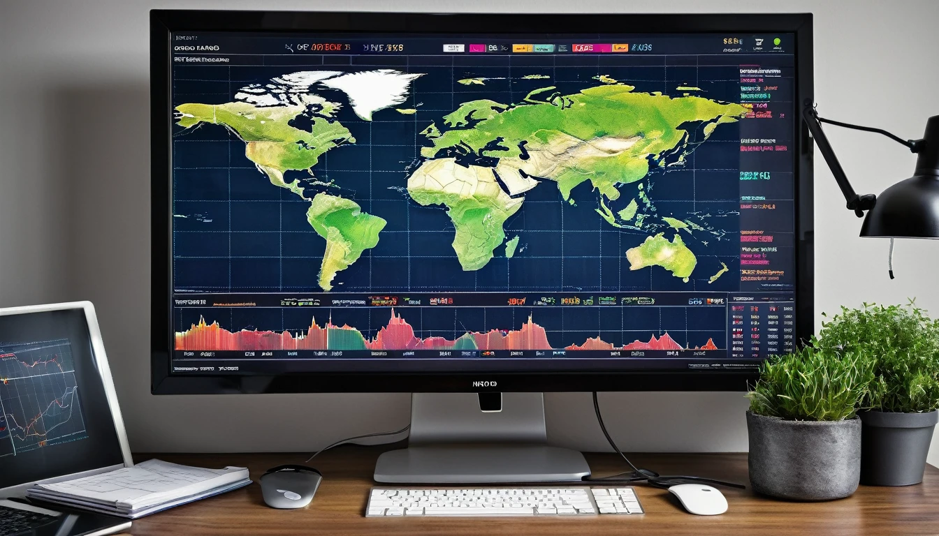 (Realistic photos),(High resolution),(detailed),Currency chart displayed on a monitor