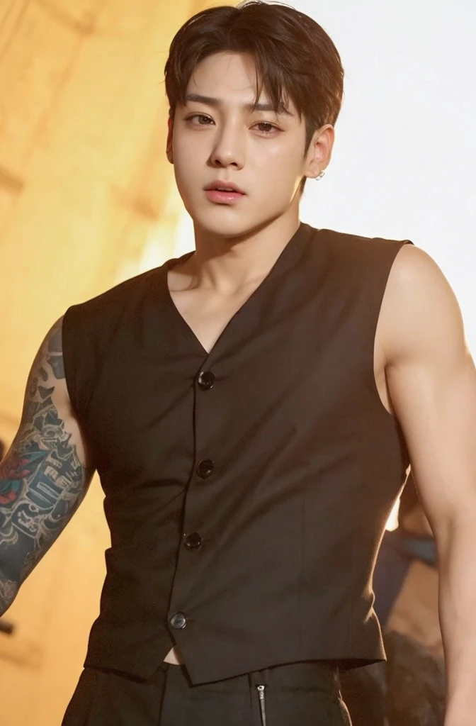 Jeon Jungkook of bts very handsome and serious look at the camera