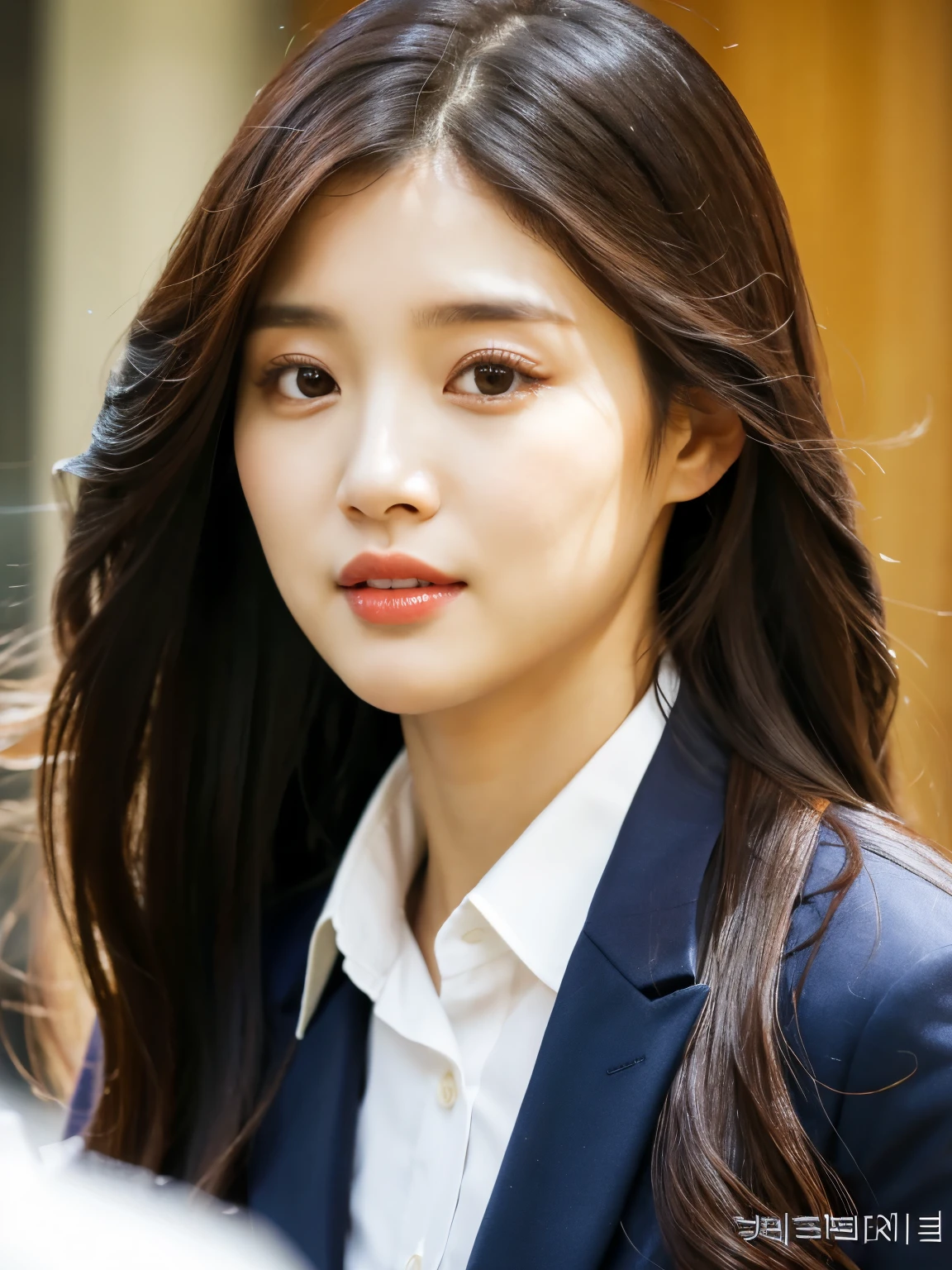 a close up of a woman with long hair wearing a suit, jaeyeon nam, lee ji-eun, lee ji - eun, jinyoung shin, heonhwa choe, park ji-min, kwak ji young, kim hyun joo, hwang se - on, sangsoo jeong, seseon yoon, female actress from korea, sun yunjoo, bae suzy