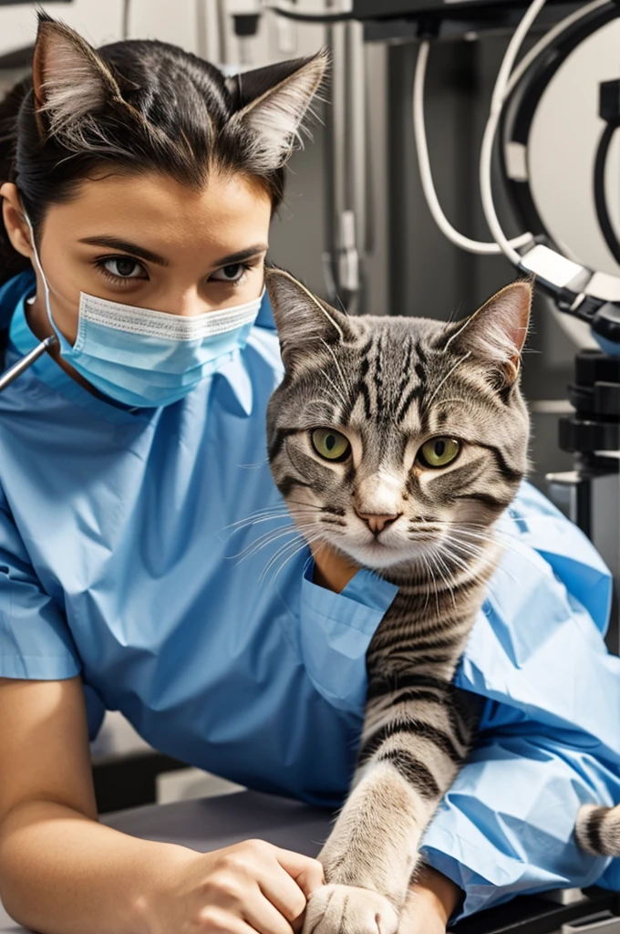 Cat in surgical uniform