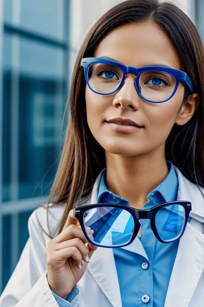 Medical glasses with blue lens