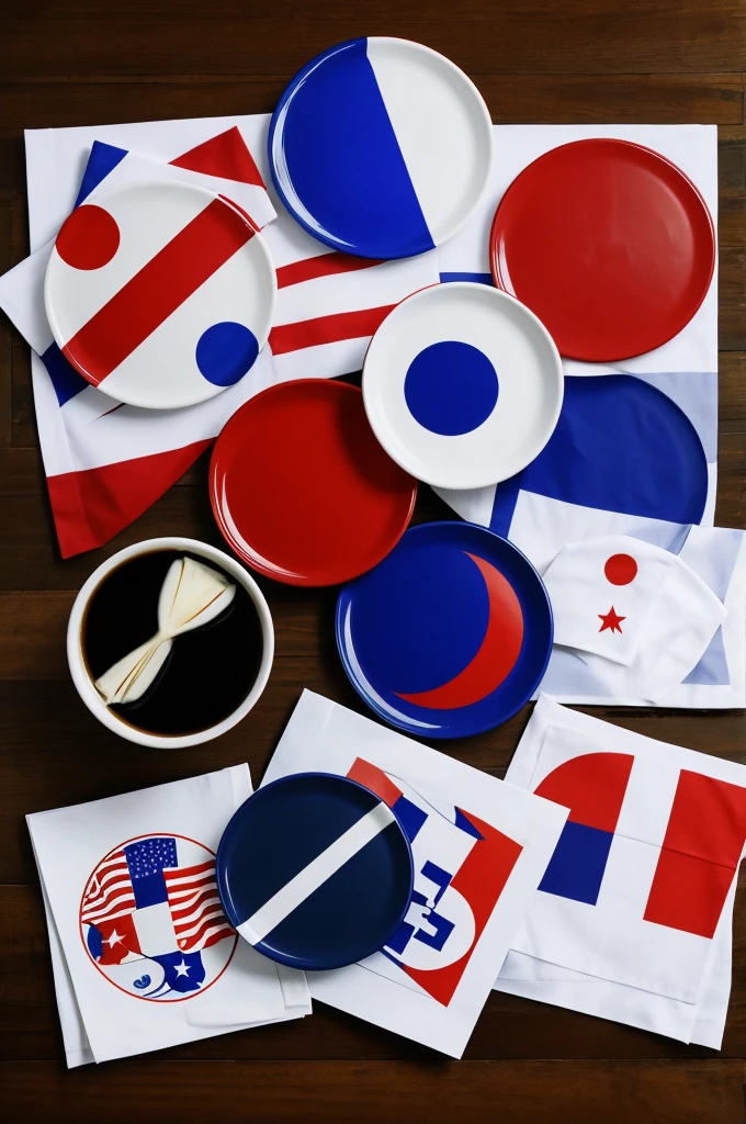 make a mix of the flags of france, USA and Japan