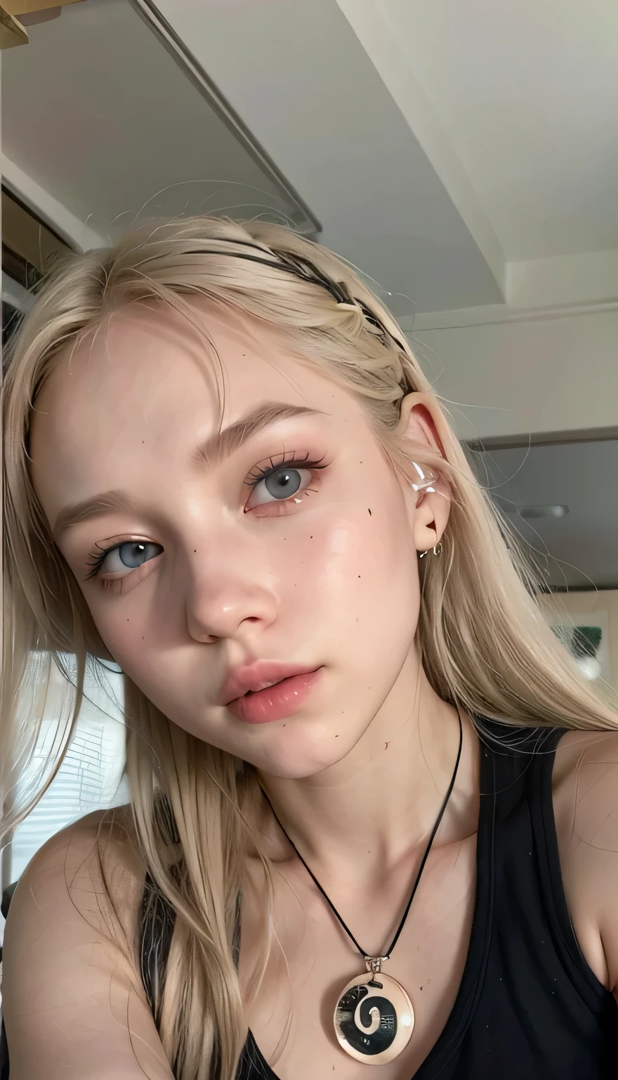 blonde woman with long hair and piercings posing for a photo, with white long hair, with long white hair, perfect white haired girl, ava max, tifa lockhart with white hair, pale porcelain white skin, anime girl in real life, with white hair, extremely light blonde hair, very light blonde hair, with long blonde hair, her hair is white