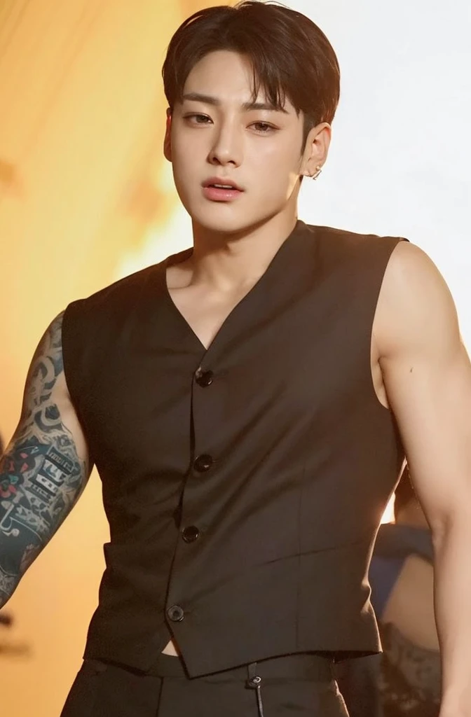 Jeon Jungkook of bts very handsome and serious look at the camera