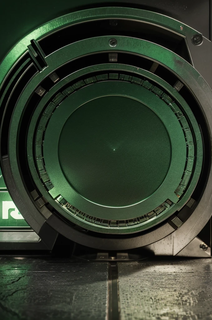 Create a cryptocurrency mining machine that has an entrance through which several dollar bills enter and round green cryptocurrencies with the letter t come out, similar to the USDT tether coin.