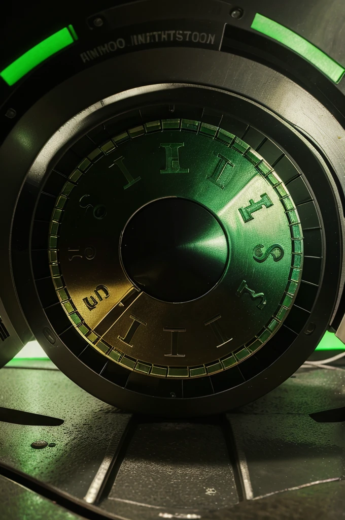 Create a cryptocurrency mining machine that has an entrance through which several dollar bills enter and round green cryptocurrencies with the letter t come out, similar to the USDT tether coin.