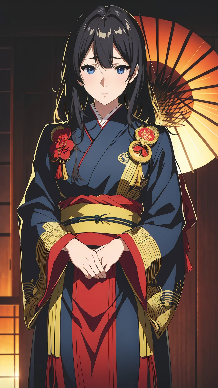 luxury kimono, Japanese-style beauty, 28 years old, Japanese, long black hair, shiny hair, hair ornament, sweaty, sad,
ultra-detailed, high resolution, extremely detailed CG, unity 8k wallpaper, official art, super detailed skin, perfect anatomy, cinematic lighting, beautiful detailed eyes, depth of field、(((anatomically correct))), ideal ratio body proportions、,Japanese Girl - SDXL