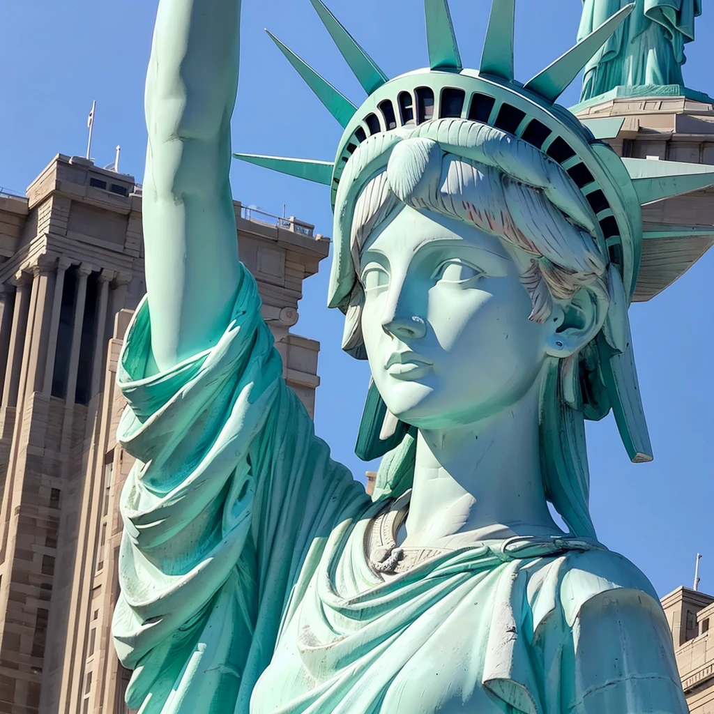 statue of liberty、one、Clear skies