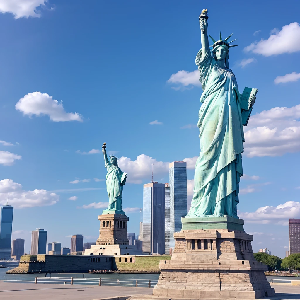 statue of liberty、one、Clear skies